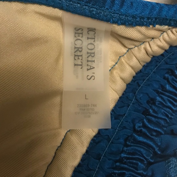 Victoria’s Secret Teal Blue Satin Bikini Bottoms - size Large - Picture 3 of 6